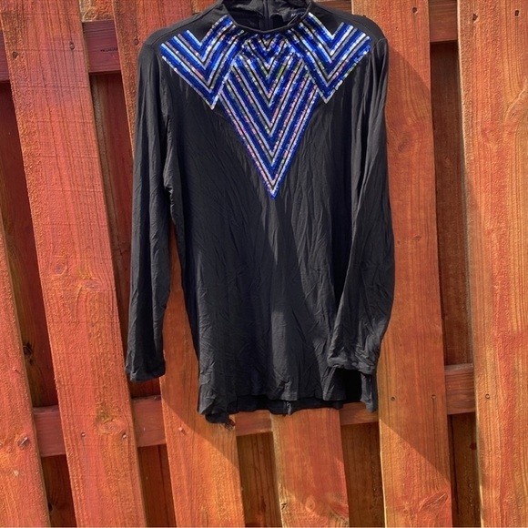 Ashley Stewart Black Long Sleeve with Blue Sequin Design 14/16 - Picture 8 of 8